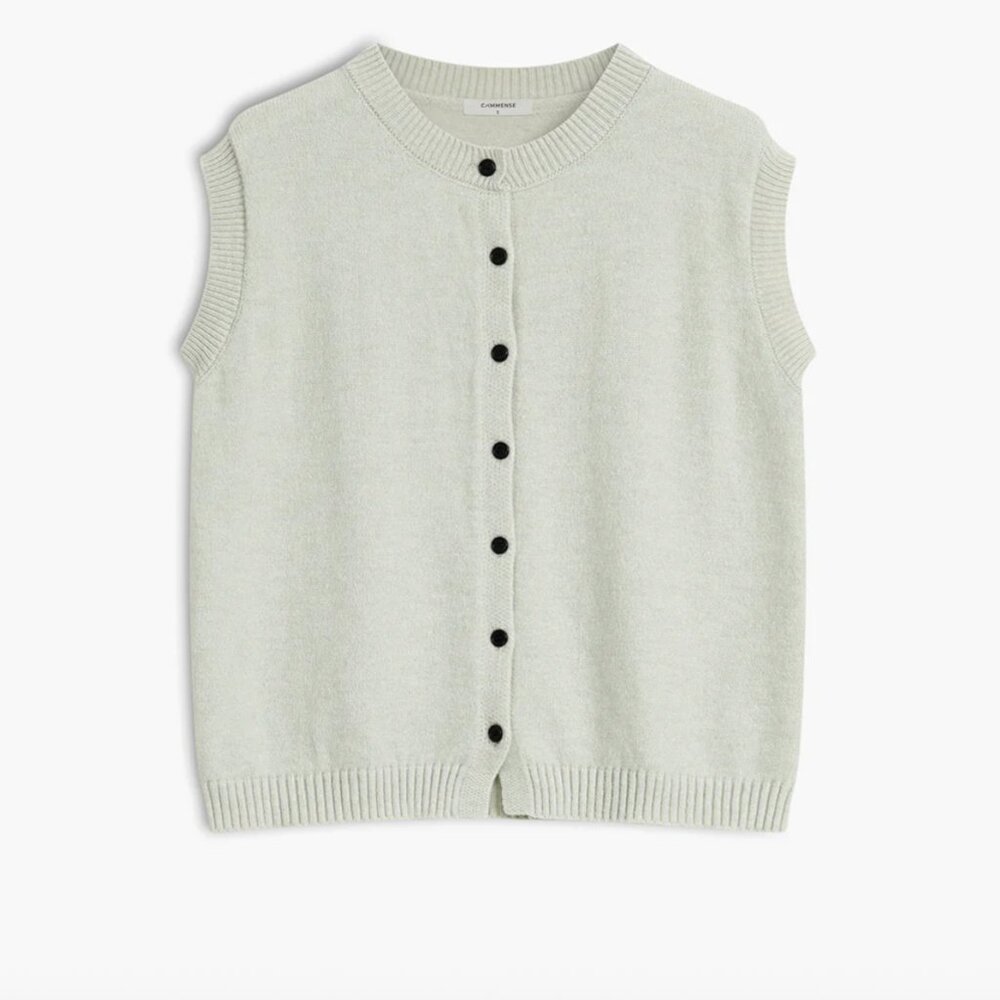 NWT- COMMENSE Casual Button Up Sweater Vest - light gray